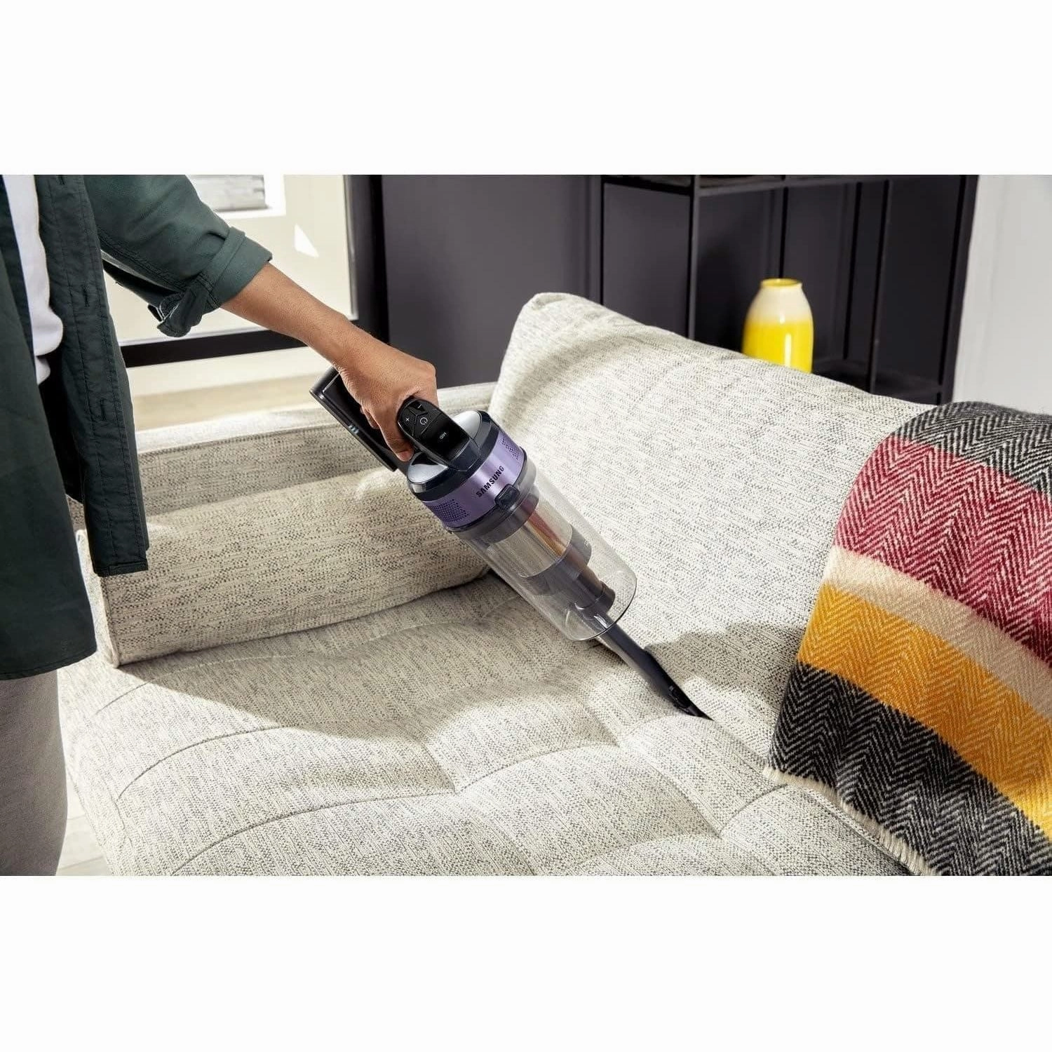 Samsung Jet 60 Turbo VS15A6031R4 Cordless Vacuum Cleaner, Max 150W Suction Power 40 min battery life, 2 in 1 flexible charger, compatible with clean station, Violet