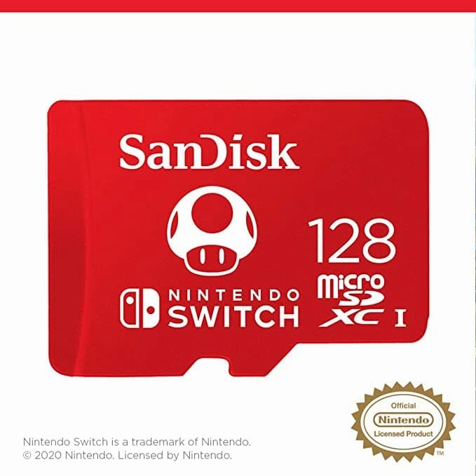 SanDisk 128GB microSDXC Card for Nintendo Switch  Licensed, 100MB/s, UHS-I, Class 10, U3  Red