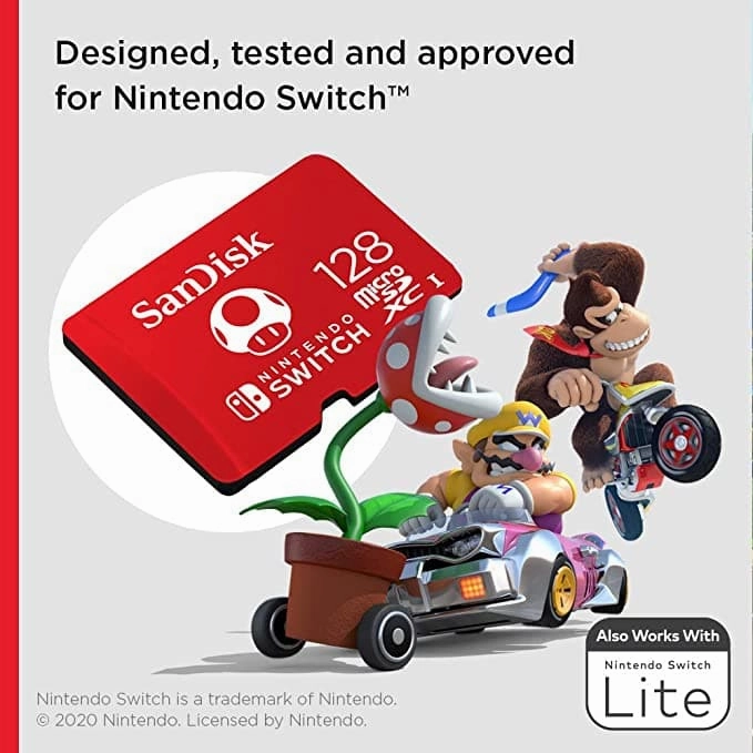 SanDisk 128GB microSDXC Card for Nintendo Switch  Licensed, 100MB/s, UHS-I, Class 10, U3  Red