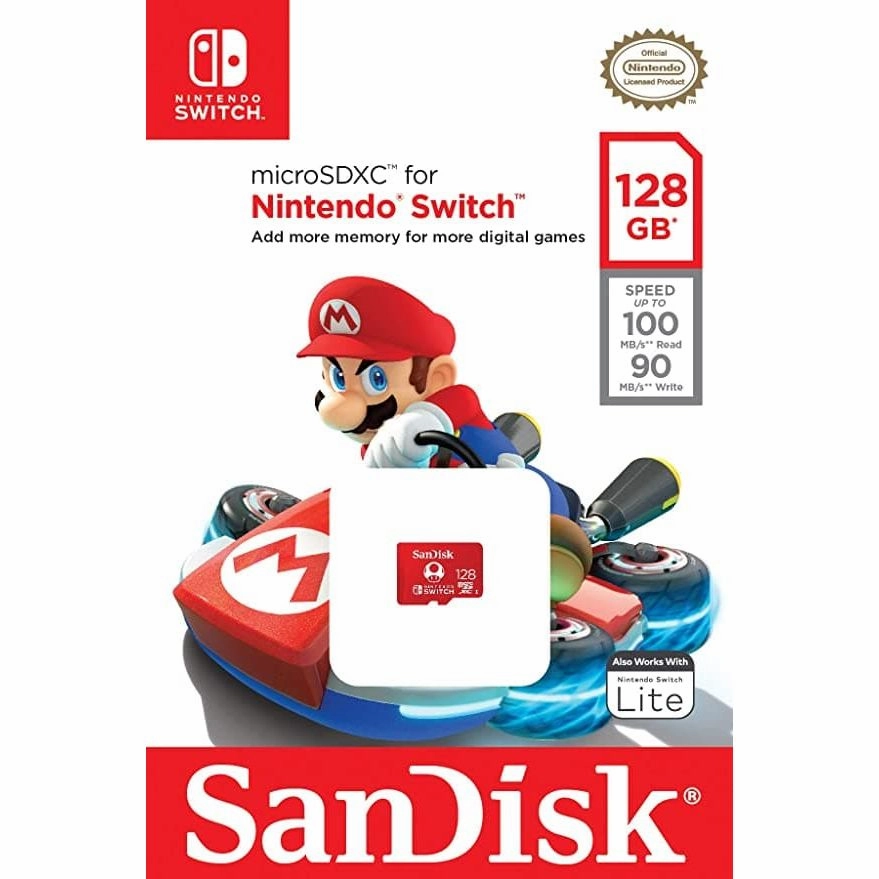 SanDisk 128GB microSDXC Card for Nintendo Switch  Licensed, 100MB/s, UHS-I, Class 10, U3  Red