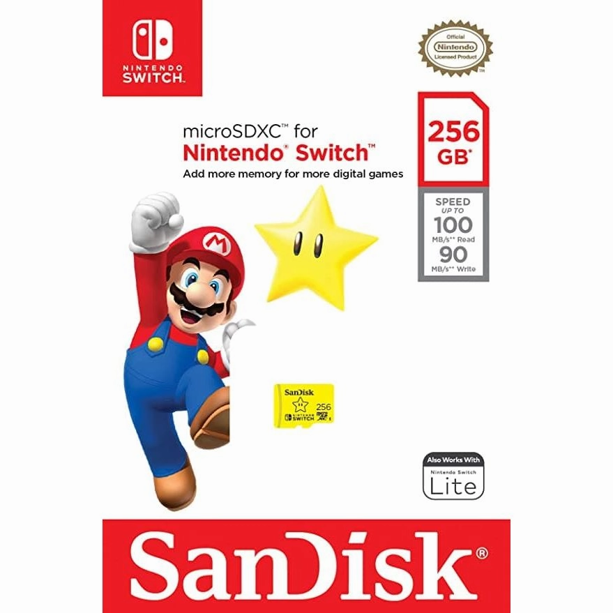 SanDisk 256GB microSDXC Card for Nintendo  Switch Licensed Product, 100 MB/s UHS-I Class 10 U3 Yellow