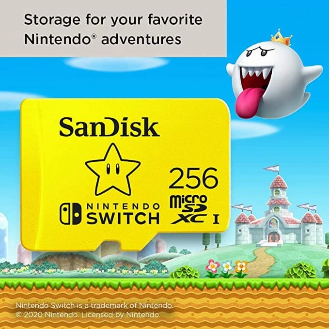 SanDisk 256GB microSDXC Card for Nintendo  Switch Licensed Product, 100 MB/s UHS-I Class 10 U3 Yellow