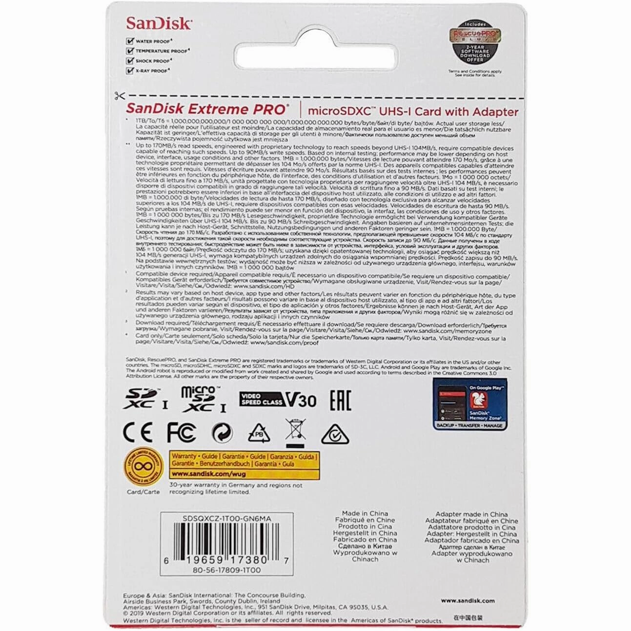 SanDisk Extreme Pro 1TB microSDXC Card UHS-I U3 A2 V30