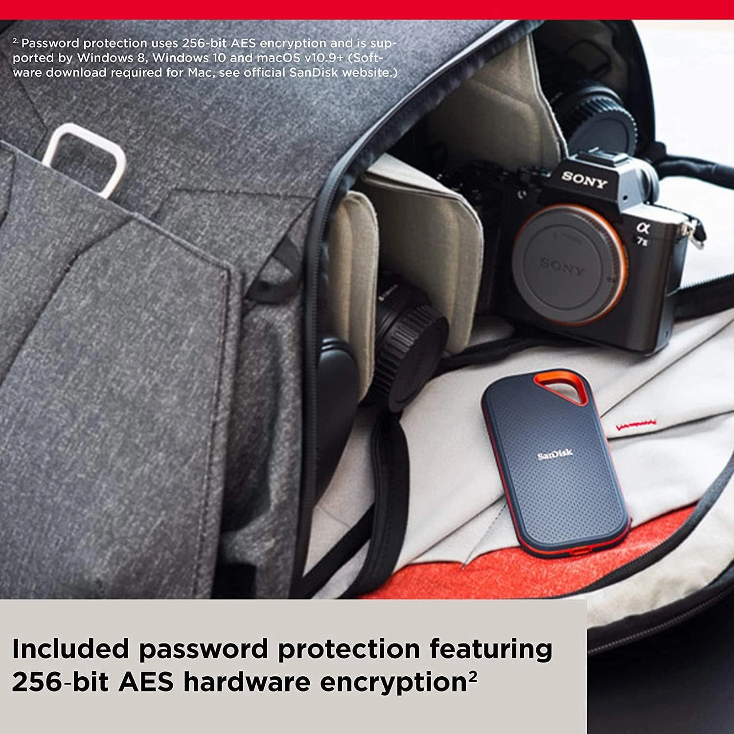 SanDisk Extreme PRO 2TB portable NVMe SSD, USB-C, up to 2000MB/s read & 2000MB/s write speed, ruggedised & water-resistant, carabiner loop