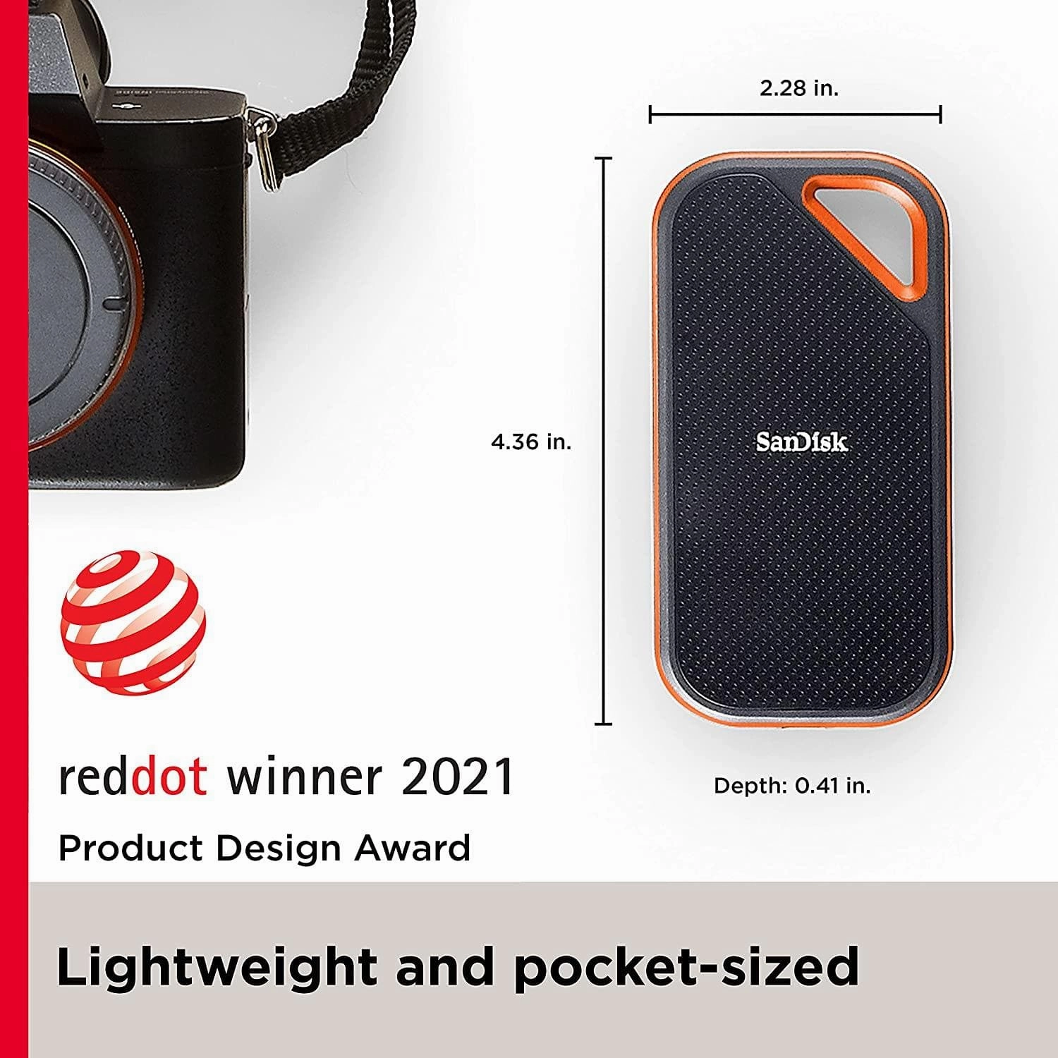 SanDisk Extreme PRO 2TB portable NVMe SSD, USB-C, up to 2000MB/s read & 2000MB/s write speed, ruggedised & water-resistant, carabiner loop