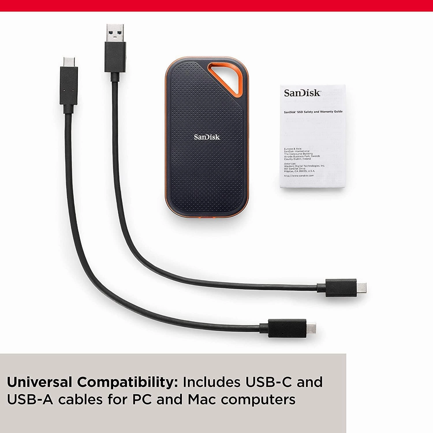 SanDisk Extreme PRO 2TB portable NVMe SSD, USB-C, up to 2000MB/s read & 2000MB/s write speed, ruggedised & water-resistant, carabiner loop