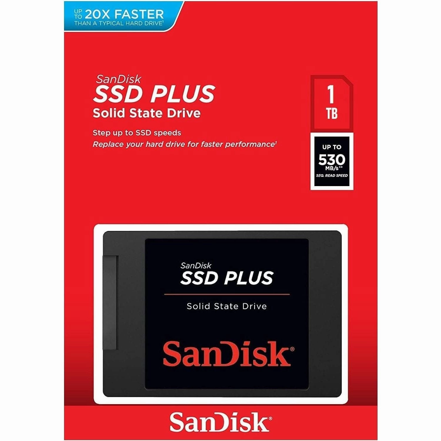 SanDisk SSD PLUS 1 TB Sata III 2.5 Inch Internal SSD, Up to 535 MB/s, Black