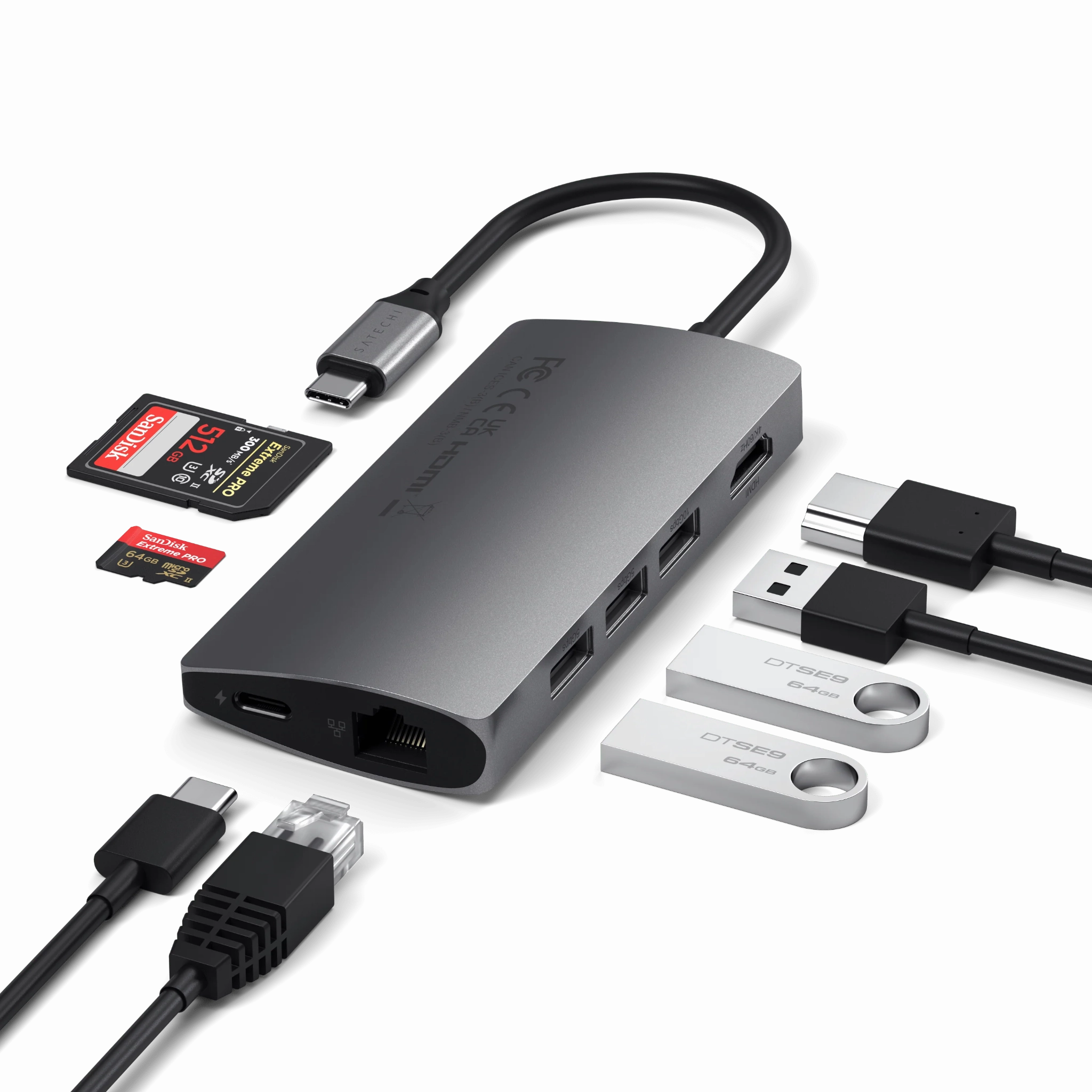 SATECHI Multiport Adapter 4K V2 6-port USB-C Connection Hub - Space Grey