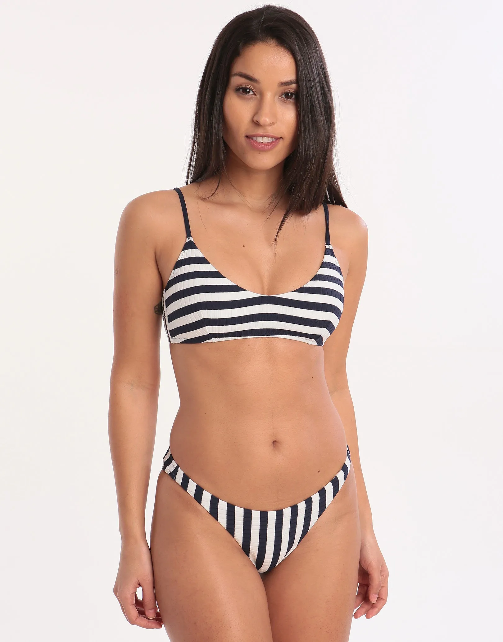 Seafarer Rib Bikini Bottom - White Navy