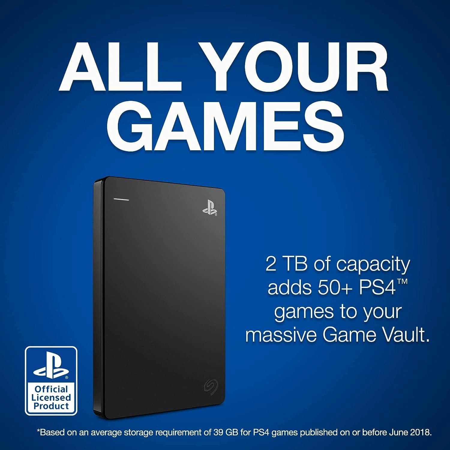 Seagate Licenced PlayStation Game drive for PS4 & PS5 - 2TB HDD Portable USB 3.0 - Black