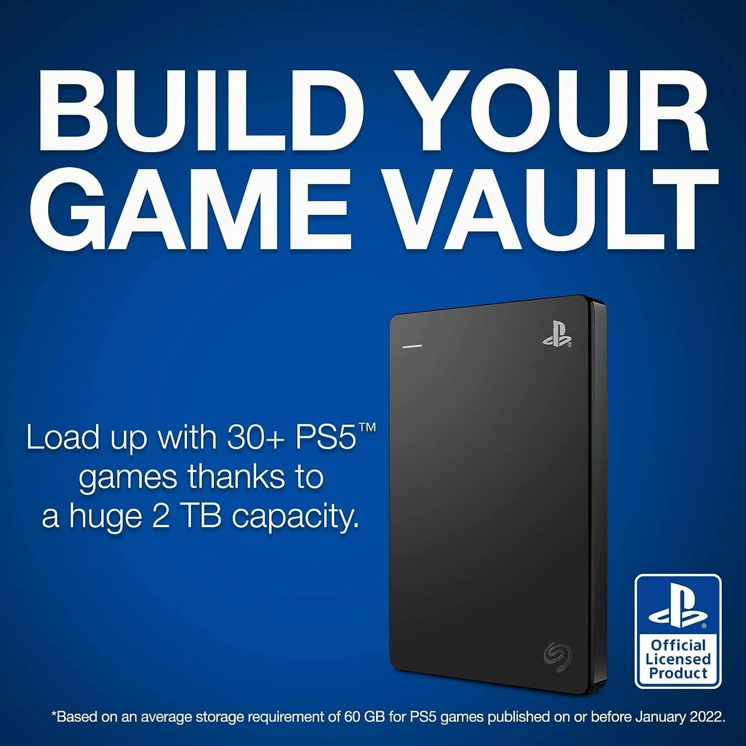 Seagate Licenced PlayStation Game drive for PS4 & PS5 - 2TB HDD Portable USB 3.0 - Black