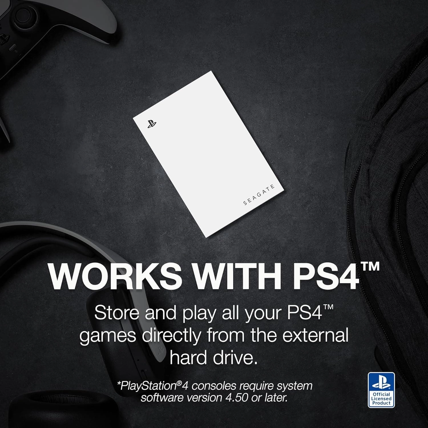 Seagate Licenced PlayStation Game Drive For PS4 & PS5 - 2TB HDD Portable USB 3.0 - White