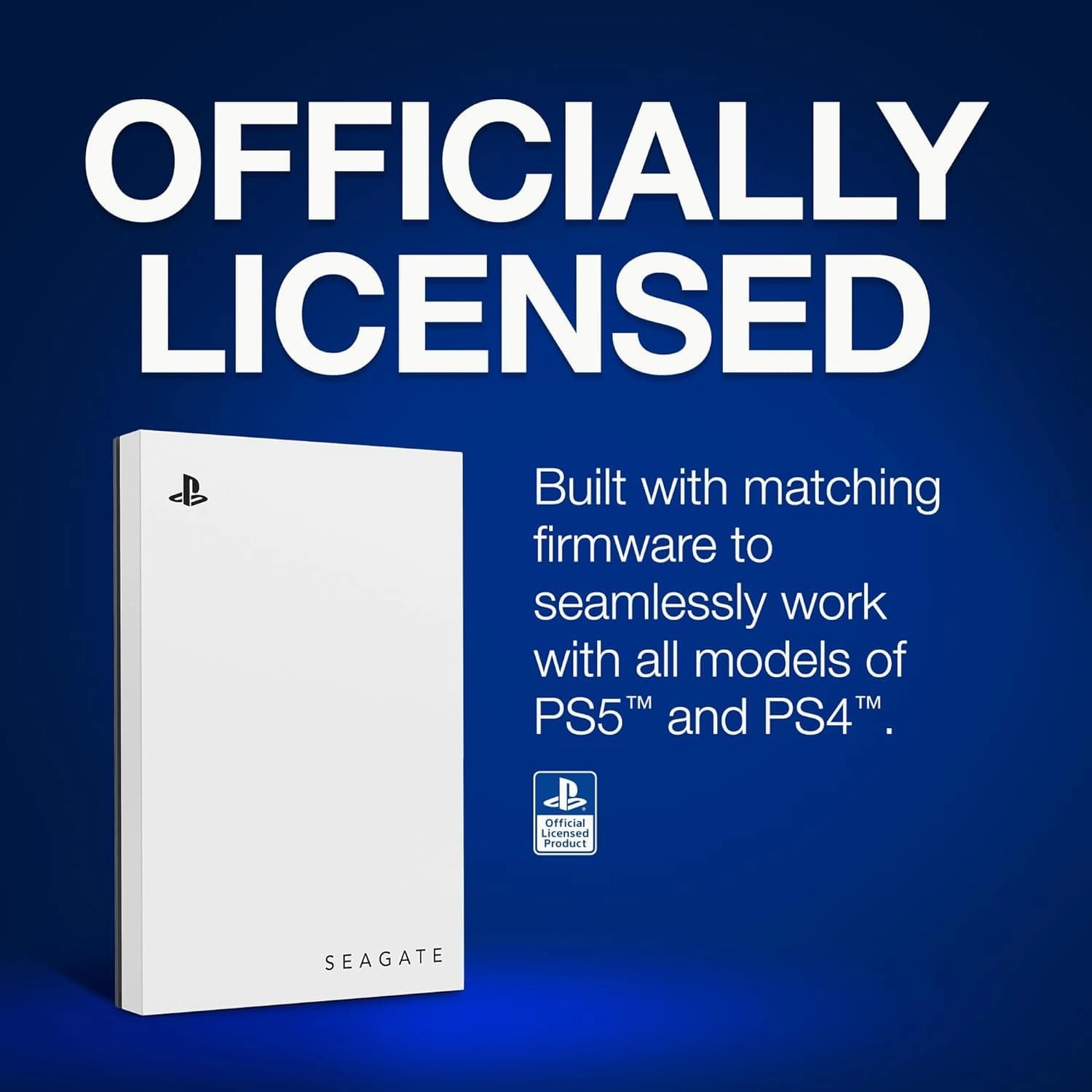 Seagate Licenced PlayStation Game Drive For PS4 & PS5 - 2TB HDD Portable USB 3.0 - White