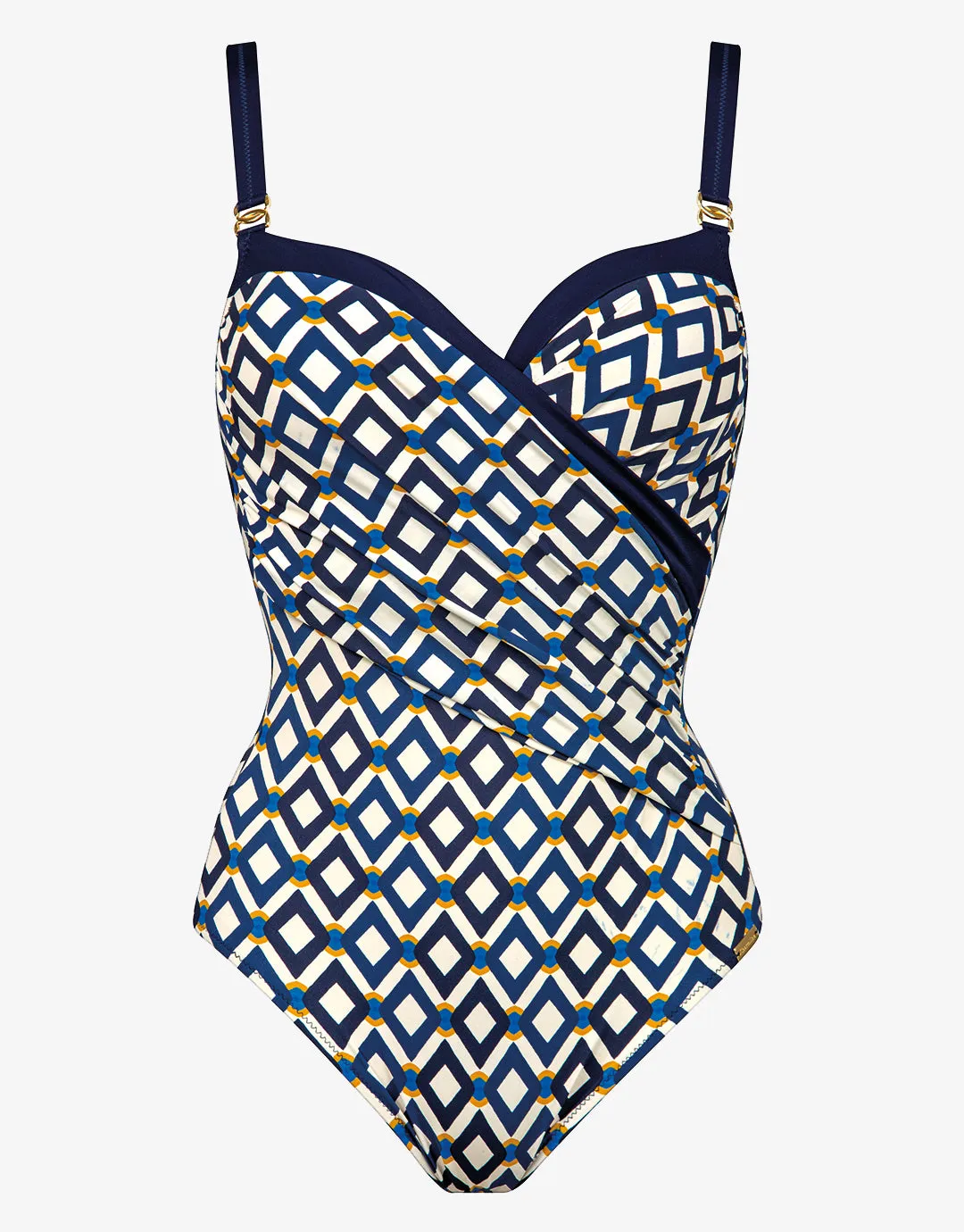 Seaside Dining Moulded Underwired Swimsuit - Navy Cream