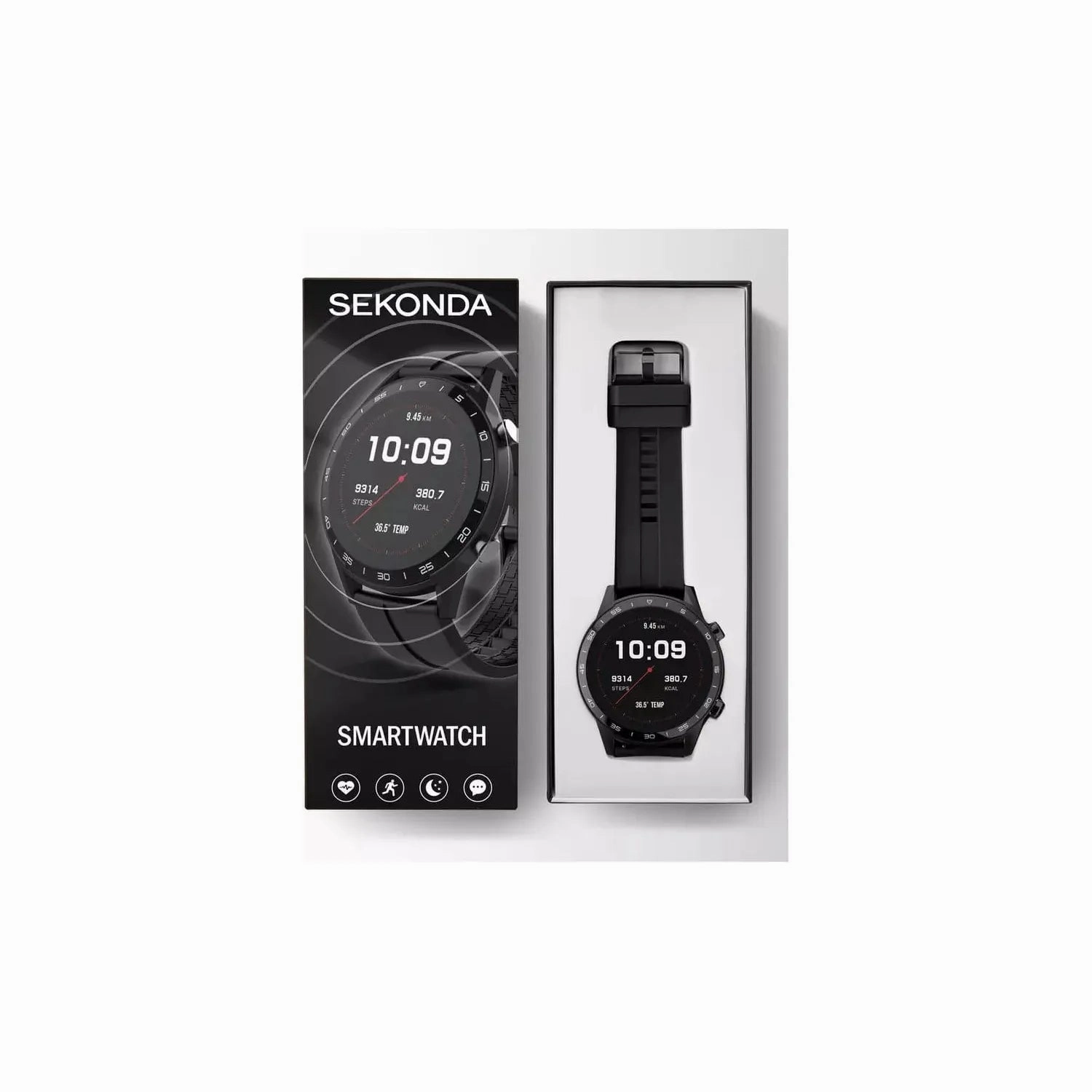Sekonda Black Silicone Strap Smart Watch