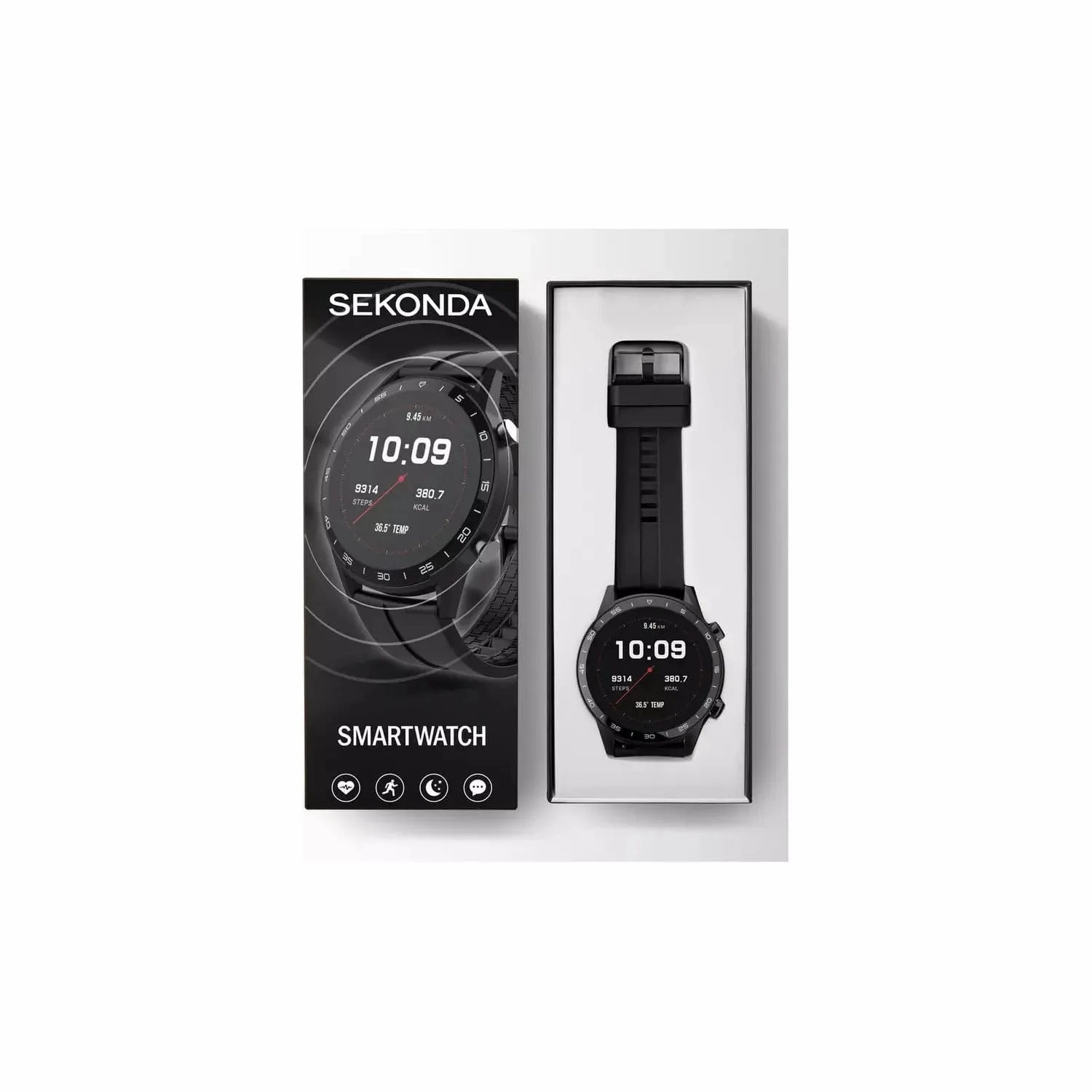 Sekonda Black Silicone Strap Smart Watch