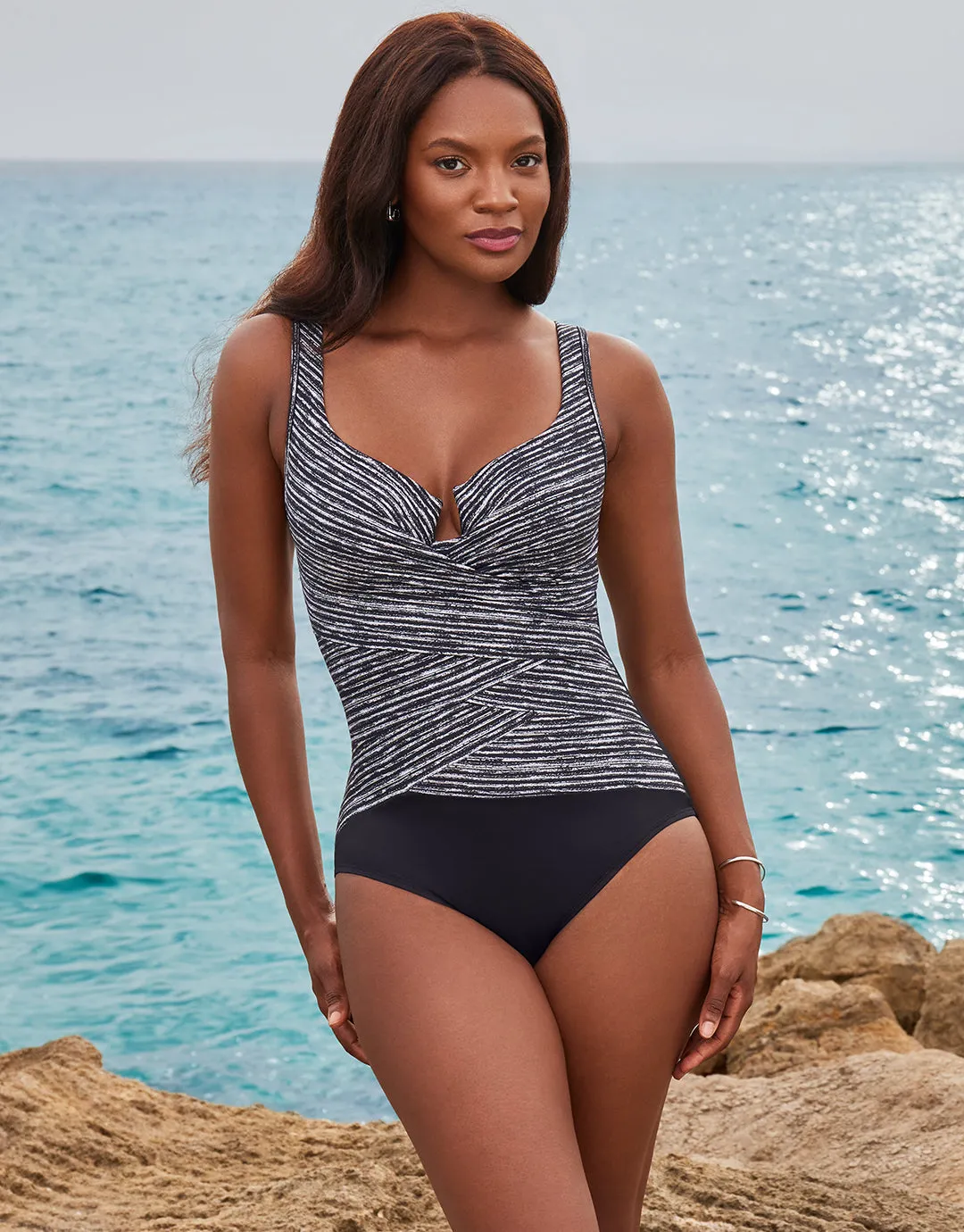 Selenite Layered Escape Swimsuit - Black