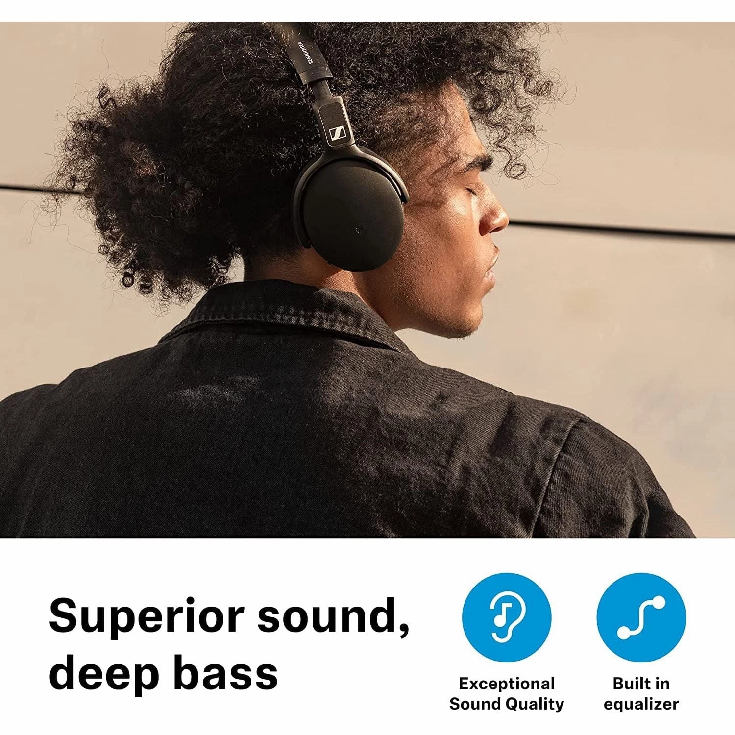 Sennheiser HD 350BT Bluetooth 5.0 Wireless Headphone - 30-Hour Battery Life, USB-C Fast Charging, Virtual Assistant Button, Foldable - Black