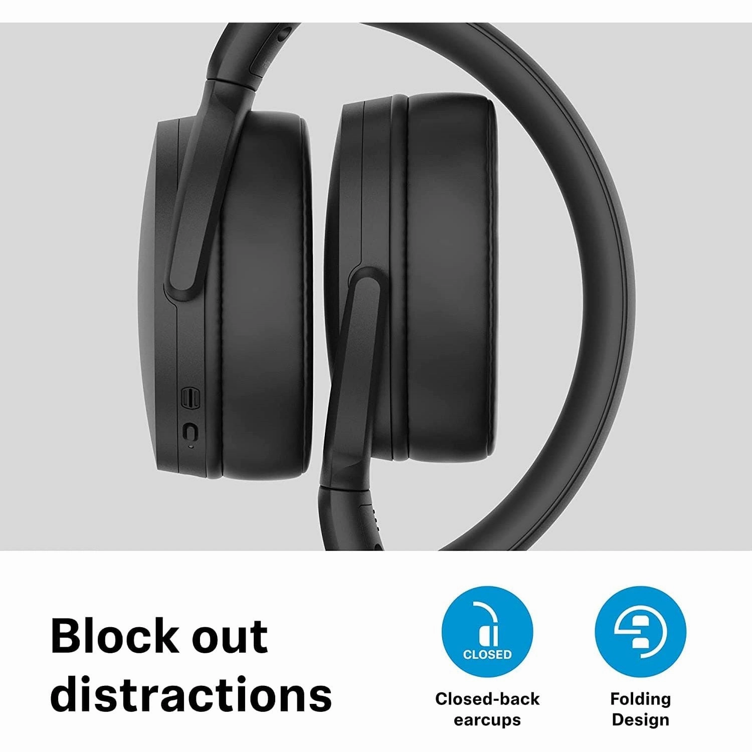 Sennheiser HD 350BT Bluetooth 5.0 Wireless Headphone - 30-Hour Battery Life, USB-C Fast Charging, Virtual Assistant Button, Foldable - Black