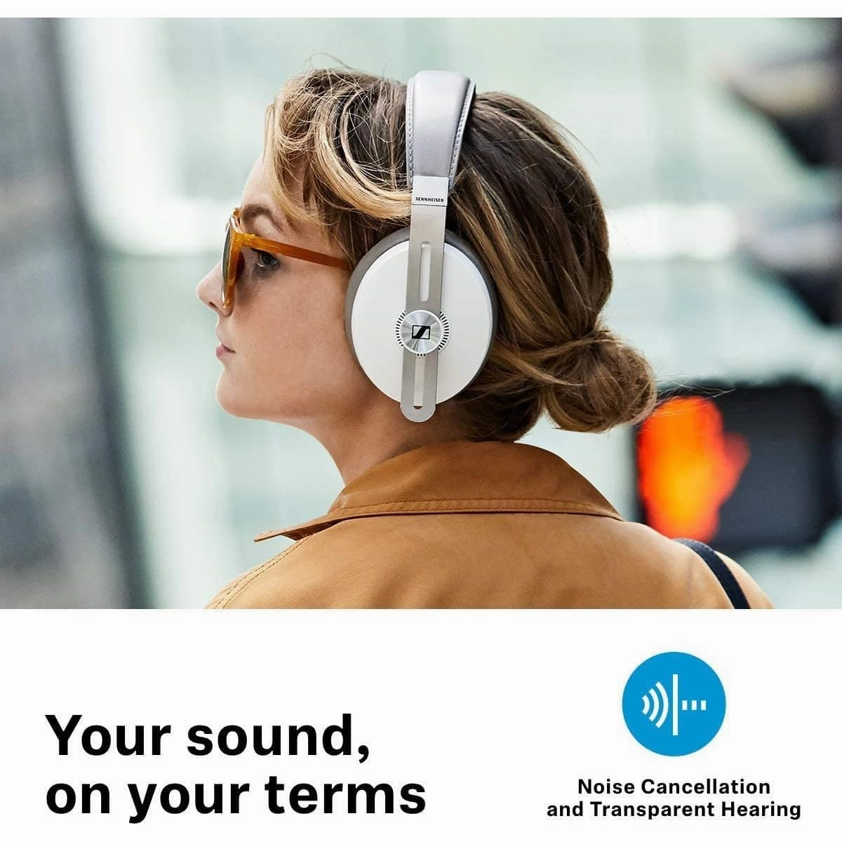 Sennheiser Momentum 3 Wireless - Active Noise Cancelling Headphones with Alexa, Auto On/Off, Smart Pause Functionality and Smart Control App - White