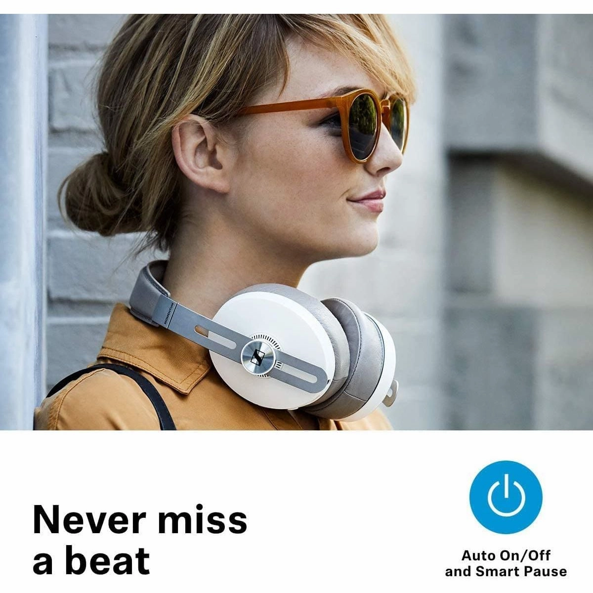 Sennheiser Momentum 3 Wireless - Active Noise Cancelling Headphones with Alexa, Auto On/Off, Smart Pause Functionality and Smart Control App - White