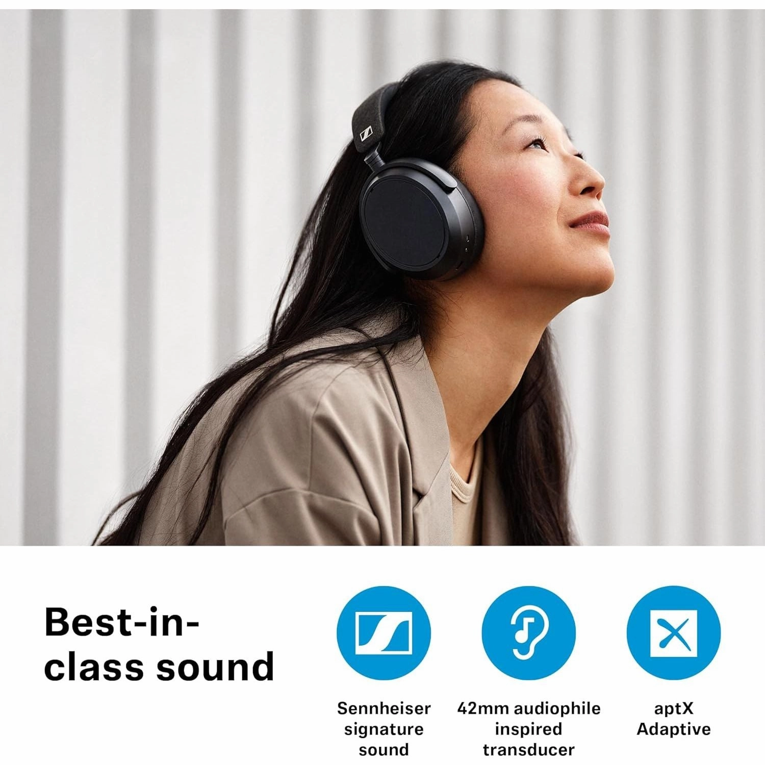 Sennheiser Momentum 4 Wireless Headphones  Bluetooth, Adaptive Noise Cancellation, Crystal-Clear Calls, 60-Hour Battery, Customizable Sound, Lightweight Folding Design, White