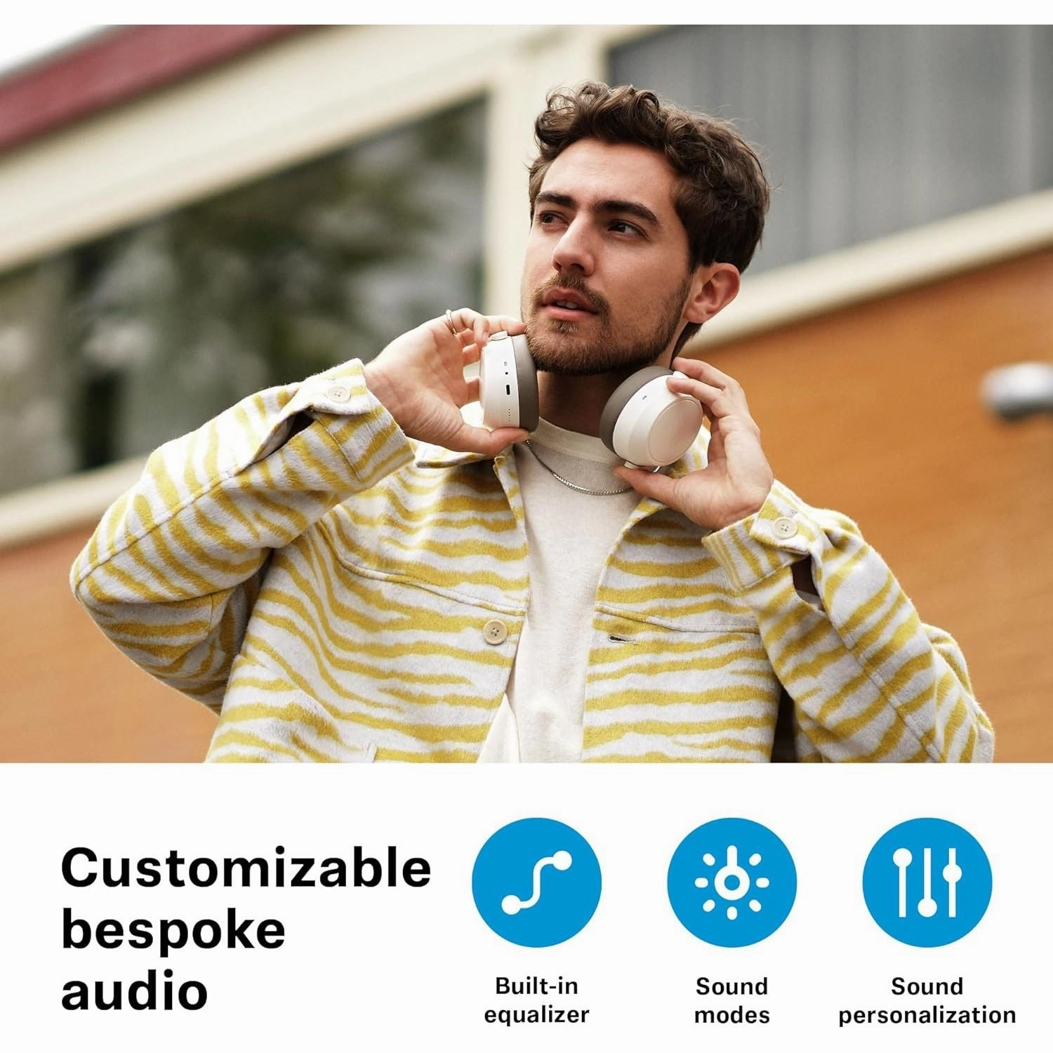 Sennheiser Momentum 4 Wireless Headphones  Bluetooth, Adaptive Noise Cancellation, Crystal-Clear Calls, 60-Hour Battery, Customizable Sound, Lightweight Folding Design, White