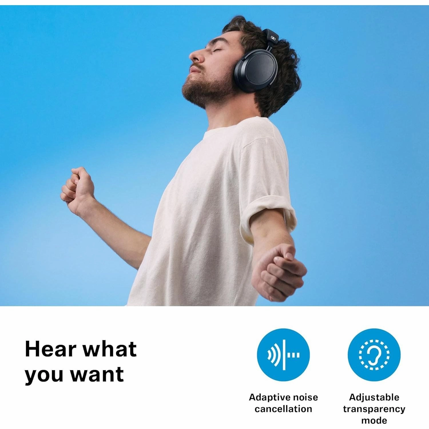 Sennheiser Momentum 4 Wireless Headphones  Bluetooth, Adaptive Noise Cancellation, Crystal-Clear Calls, 60-Hour Battery, Customizable Sound, Lightweight Folding Design, White