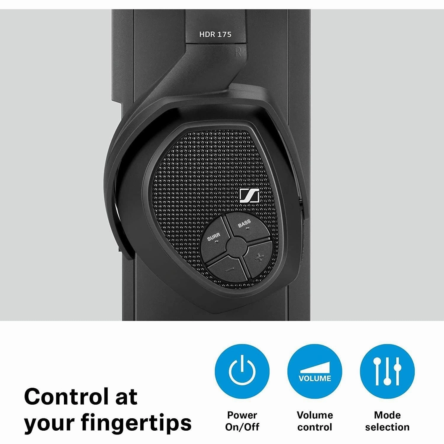 Sennheiser RS 175 Digital Wireless Over-Ear Headphones, Bass Boost & Surround Sound, Black