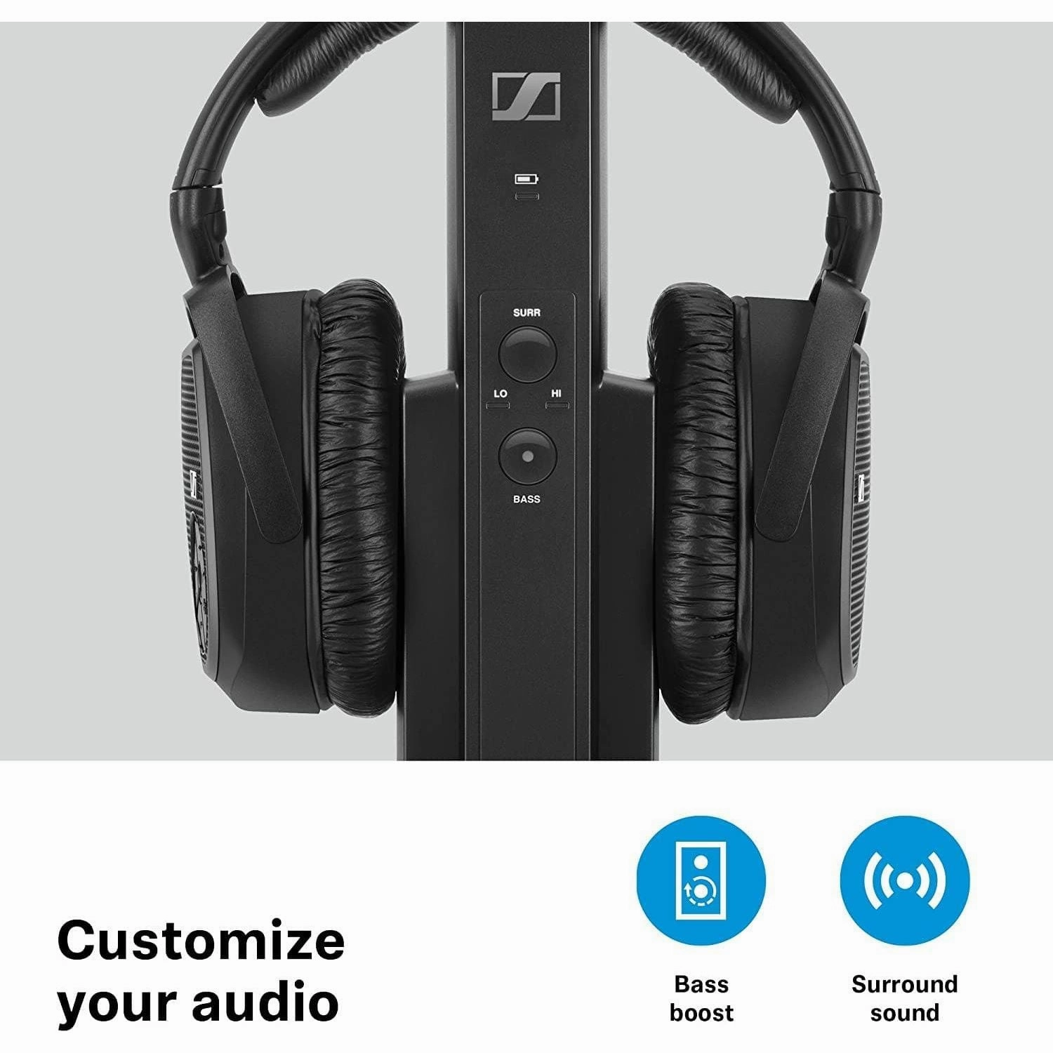 Sennheiser RS 175 Digital Wireless Over-Ear Headphones, Bass Boost & Surround Sound, Black