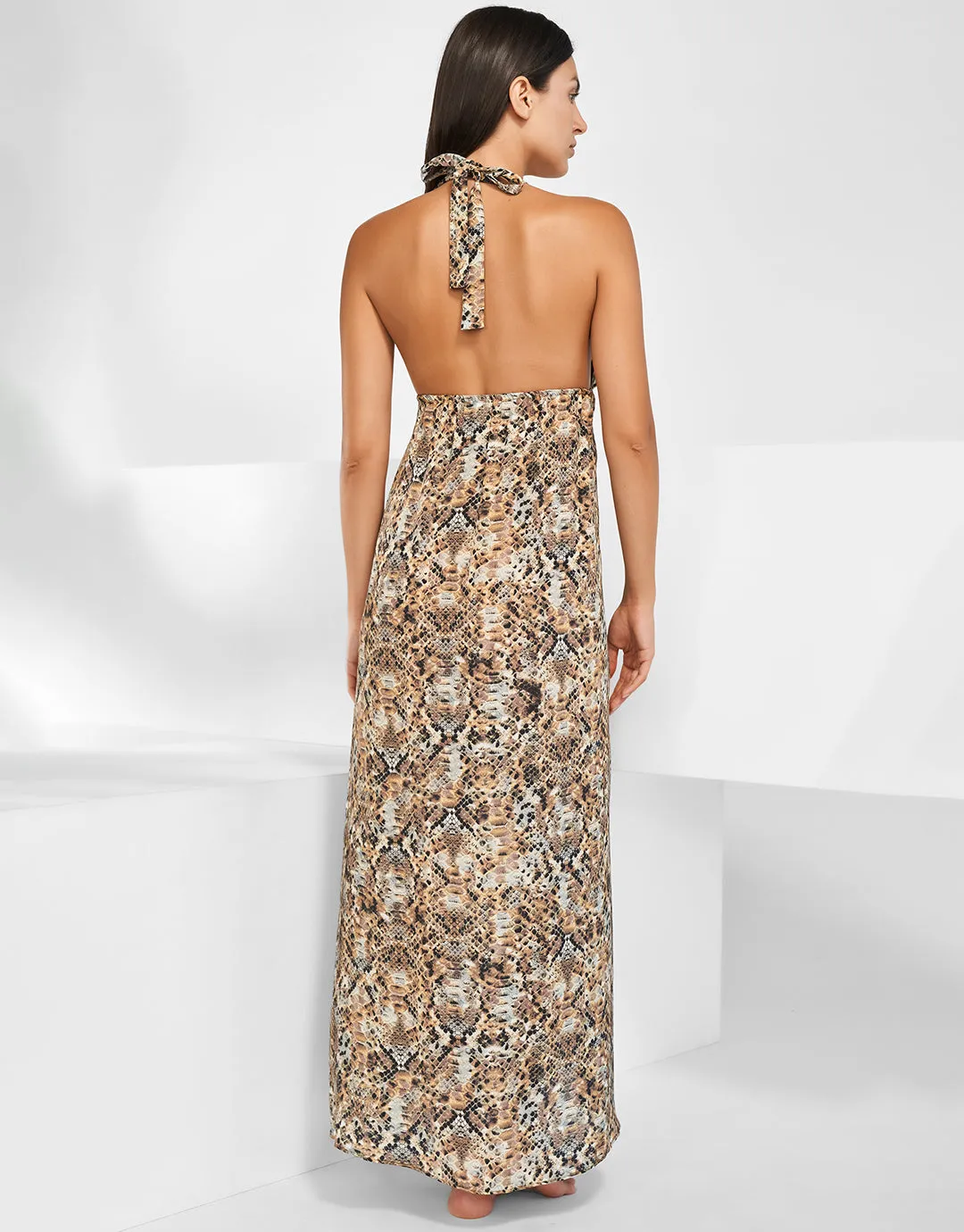 Serpent Maxi Halter Dress - Python