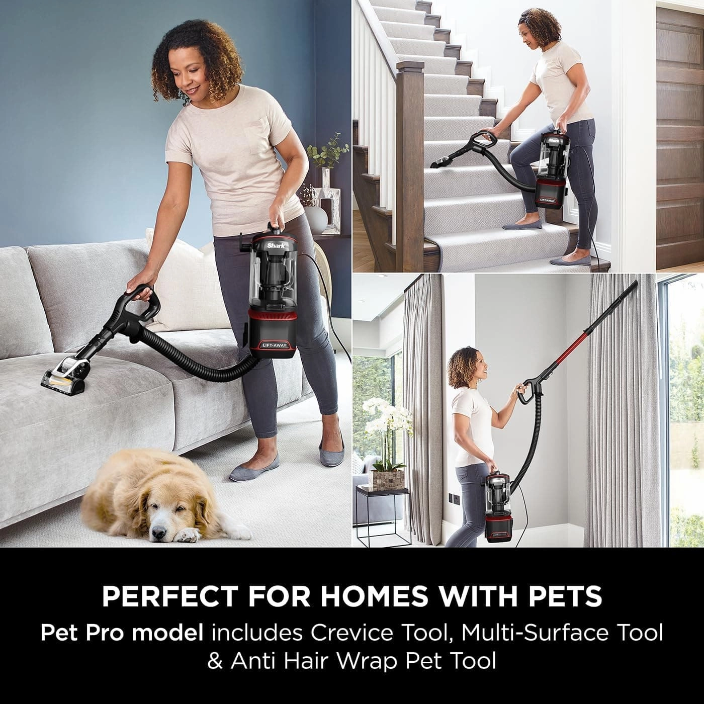 Shark Corded Upright Vacuum Cleaner with Anti Hair Wrap, Car Detail Kit, Pet Tool, Crevice Tool, Multi-Surface Tool, Transforms to Portable Vacuum, 750W 1.1 ltrs, Amazon Exclusive, Red, NZ690UKTSB