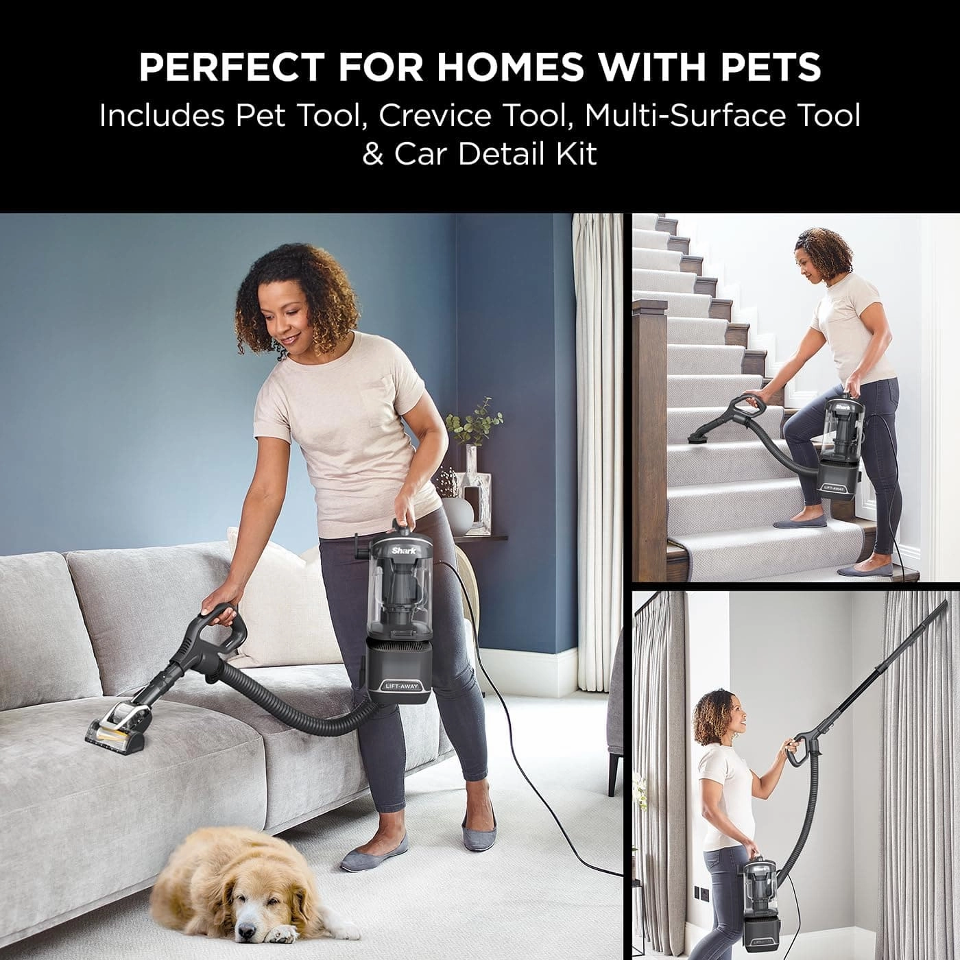 Shark Corded Vacuum [NZ690UKTDB] - Anti Hair Wrap Upright Vacuum Cleaner with Lift-Away, Pet Model - Black