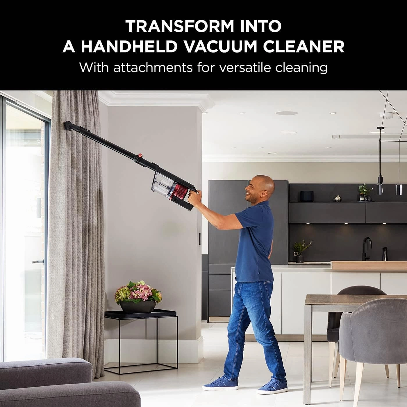Shark Cordless Stick Vacuum Cleaner, Anti Hair Wrap, 60 Minute Run Time Battery, Flexible DuoClean with Motorised Pet Tool, Multi-Surface & 20cm Crevice Tools, Black & Red, IZ300UKT