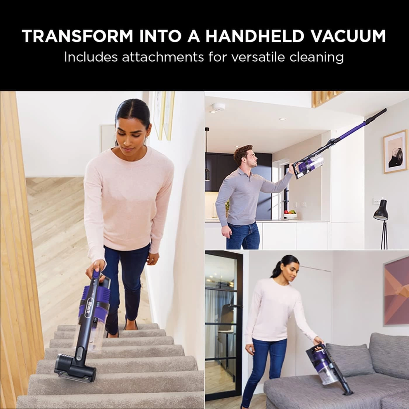 Shark Cordless Stick Vacuum Cleaner with Anti Hair Wrap, Up to 40 mins run-time, Flexible Vacuum Cleaner with Pet Tool, Crevice Tool & Upholstery Tool, Purple