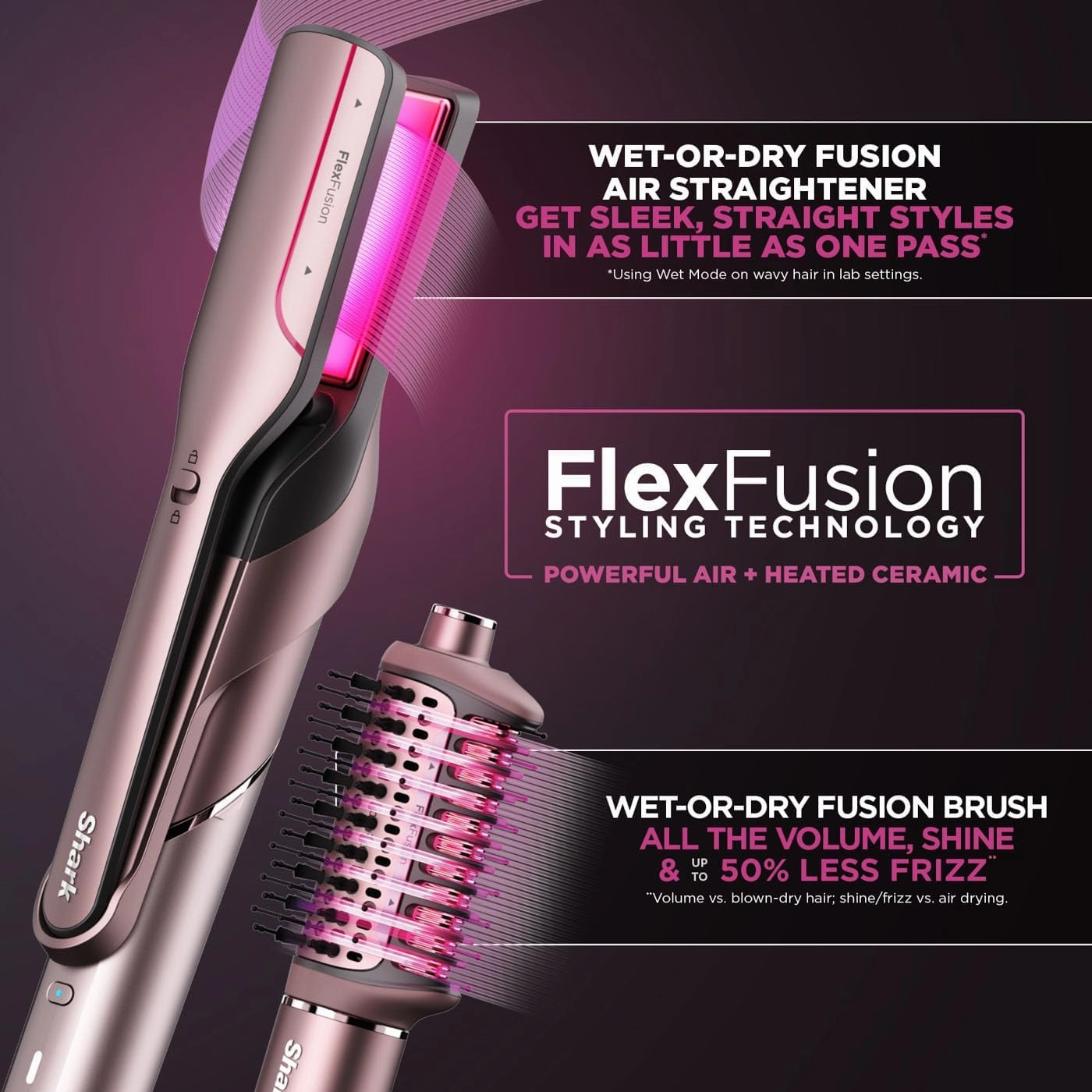 Shark FlexFusion Multi-Styler Hair Dryer & Ceramic Straightener Cosmic Blush HD652SUK