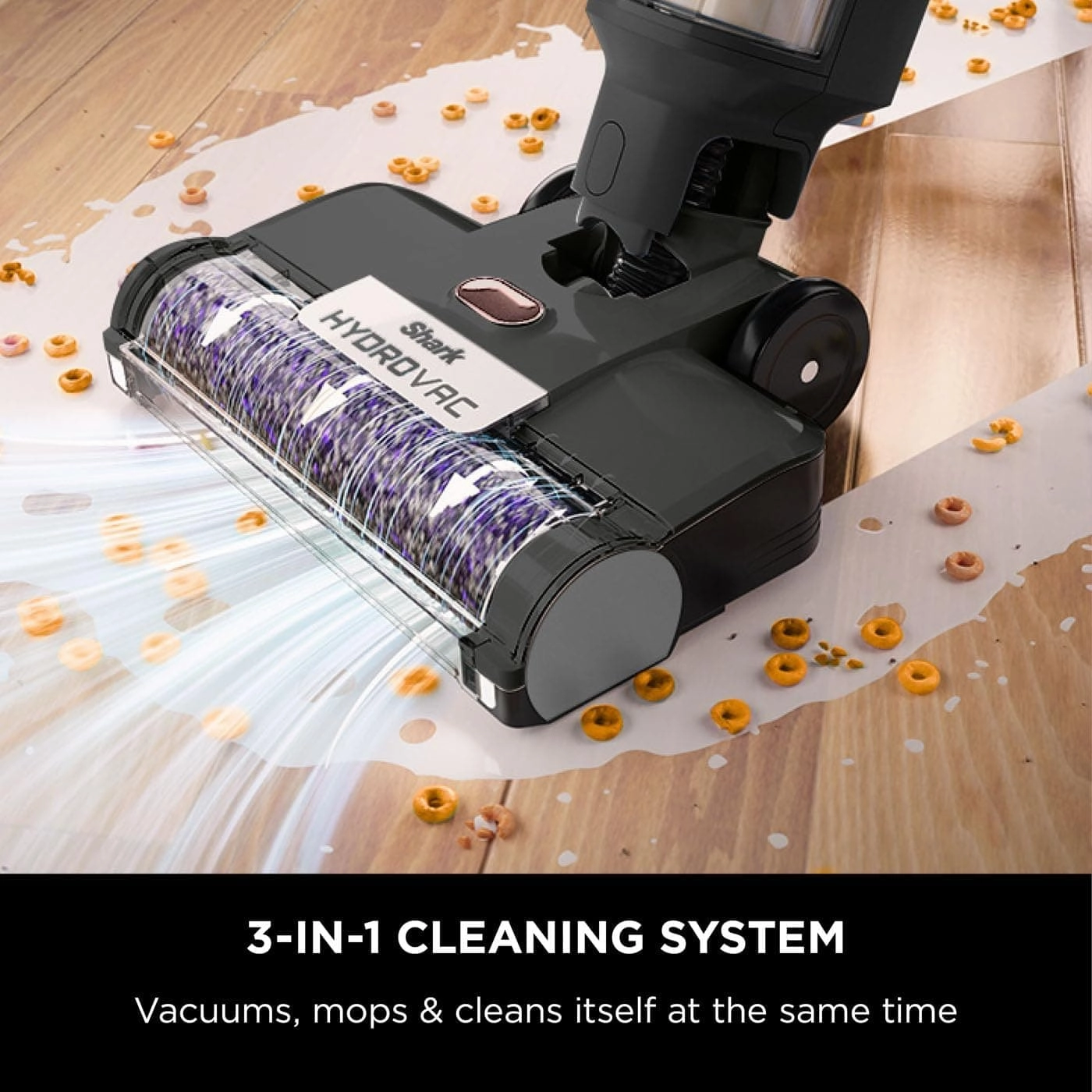 Shark HydroVac Cordless Hard Floor Cleaner with Antimicrobial Brush-Roll & Odour-Neutralising Multi-Surface Solution, Self-Cleaning, Vacuums & Mops Wet & Dry Messes, Grey WD210UK