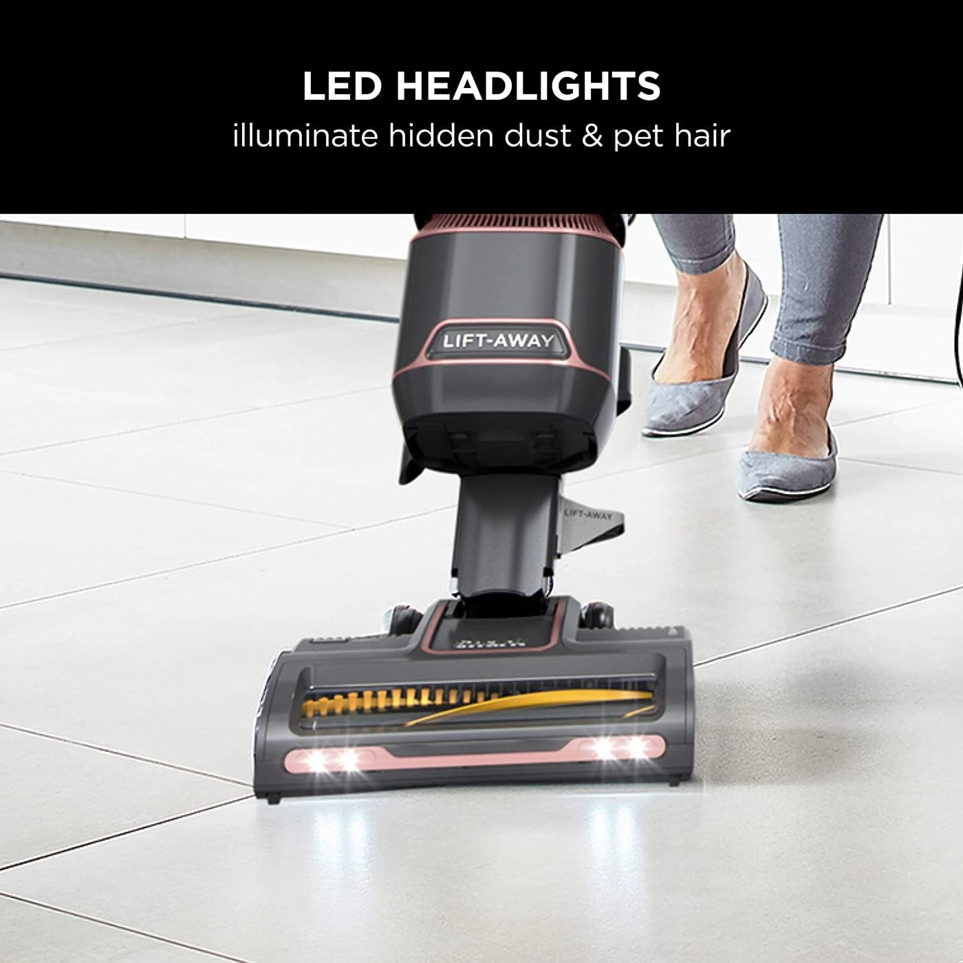 Shark NZ690UKT Pet Upright Vacuum Cleaner - Anti Hair Wrap, Lift-Away, LED Lights, 1.1L, 750W, Rose Gold