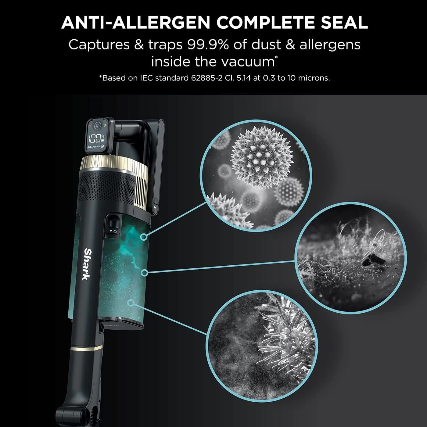 Shark Stratos IZ400UKT Pet Pro Cordless Vacuum: Anti Hair Wrap, Clean Sense IQ, Anti-Odour, 60 Min Run-Time, Removable Battery, 3 Attachments - Charcoal/Brass