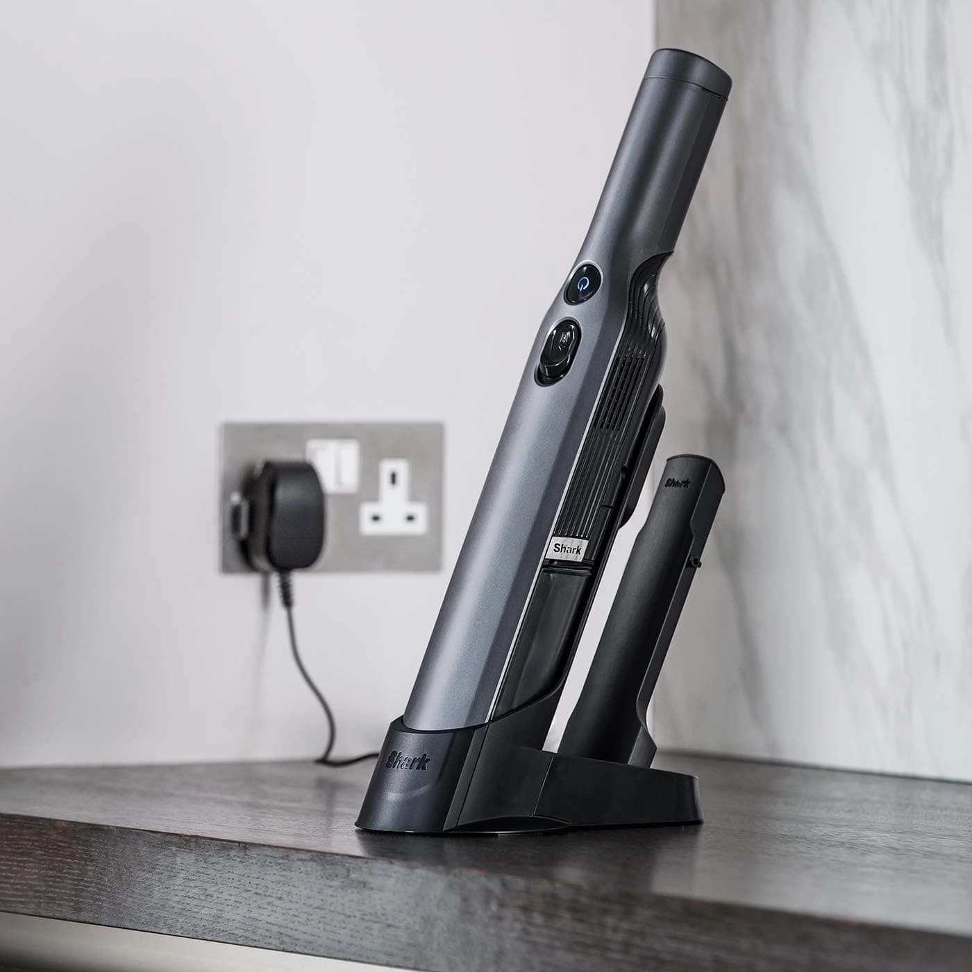 Shark WandVac Cordless Handheld Vacuum 1.0 - Lightweight, Powerful Suction with Multi-Tool Accessories, Charging Base, Grey