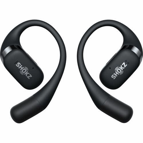 SHOKZ OpenFit True Wireless Open Ear Bluetooth Headphones with MIcrophone, Waterproof, Fast Charging, 28hr Playtime, Compatible with iPhone and Android - Black