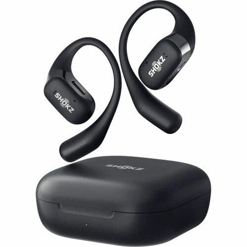 SHOKZ OpenFit True Wireless Open Ear Bluetooth Headphones with MIcrophone, Waterproof, Fast Charging, 28hr Playtime, Compatible with iPhone and Android - Black