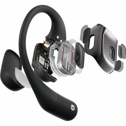 SHOKZ OpenFit True Wireless Open Ear Bluetooth Headphones with MIcrophone, Waterproof, Fast Charging, 28hr Playtime, Compatible with iPhone and Android - Black