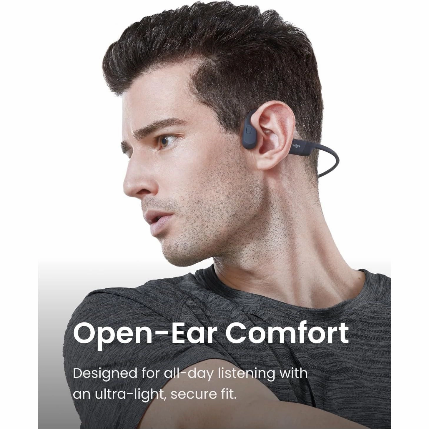 SHOKZ OpenRun Bone Conduction Headphones, Open-Ear Bluetooth Sports Earphones with Mic, IP67 Waterproof Wireless Headset for Running and Workout, 8H Playtime, USB-C - Black, Sport headband