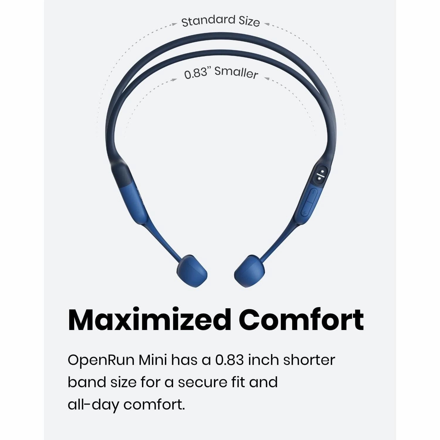Shokz Openrun Mini Bone Conduction Sports Headphones, Bluetooth Wireless Earphones with Mic, 8H Playtime, Open-Ear Waterproof for Running Workout - Blue