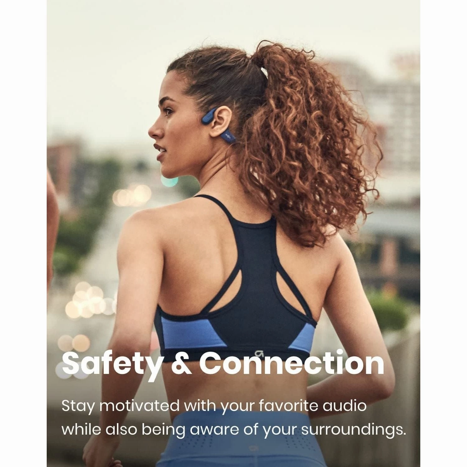 Shokz Openrun Mini Bone Conduction Sports Headphones, Bluetooth Wireless Earphones with Mic, 8H Playtime, Open-Ear Waterproof for Running Workout - Blue