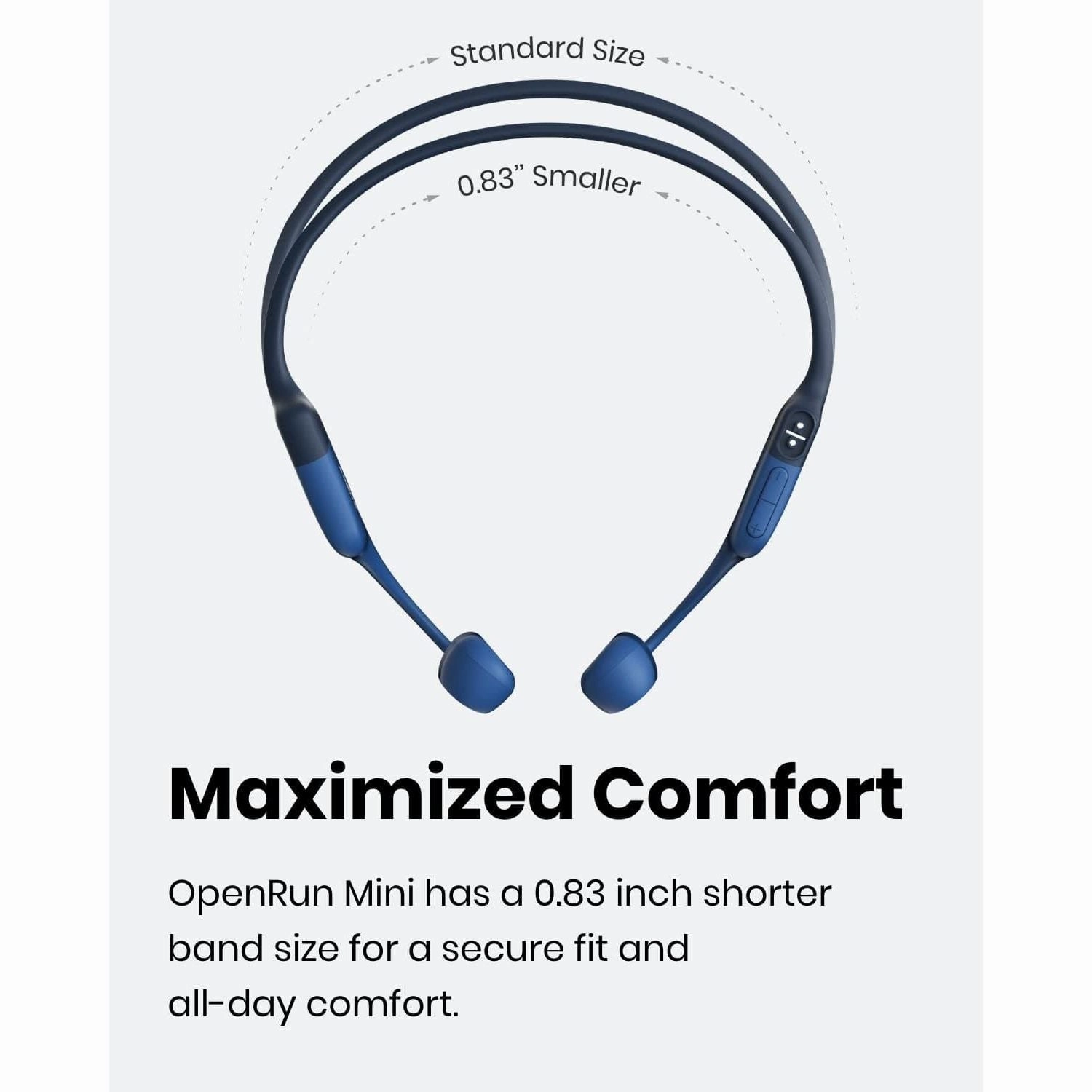 Shokz Openrun Mini Bone Conduction Sports Headphones, Bluetooth Wireless Earphones with Mic, 8H Playtime, Open-Ear Waterproof for Running Workout - Blue
