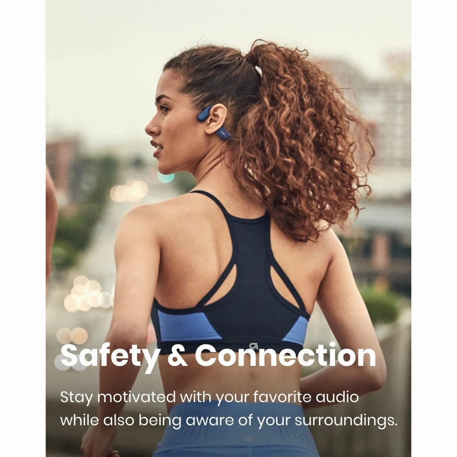 Shokz Openrun Mini Bone Conduction Sports Headphones, Bluetooth Wireless Earphones with Mic, 8H Playtime, Open-Ear Waterproof for Running Workout - Blue