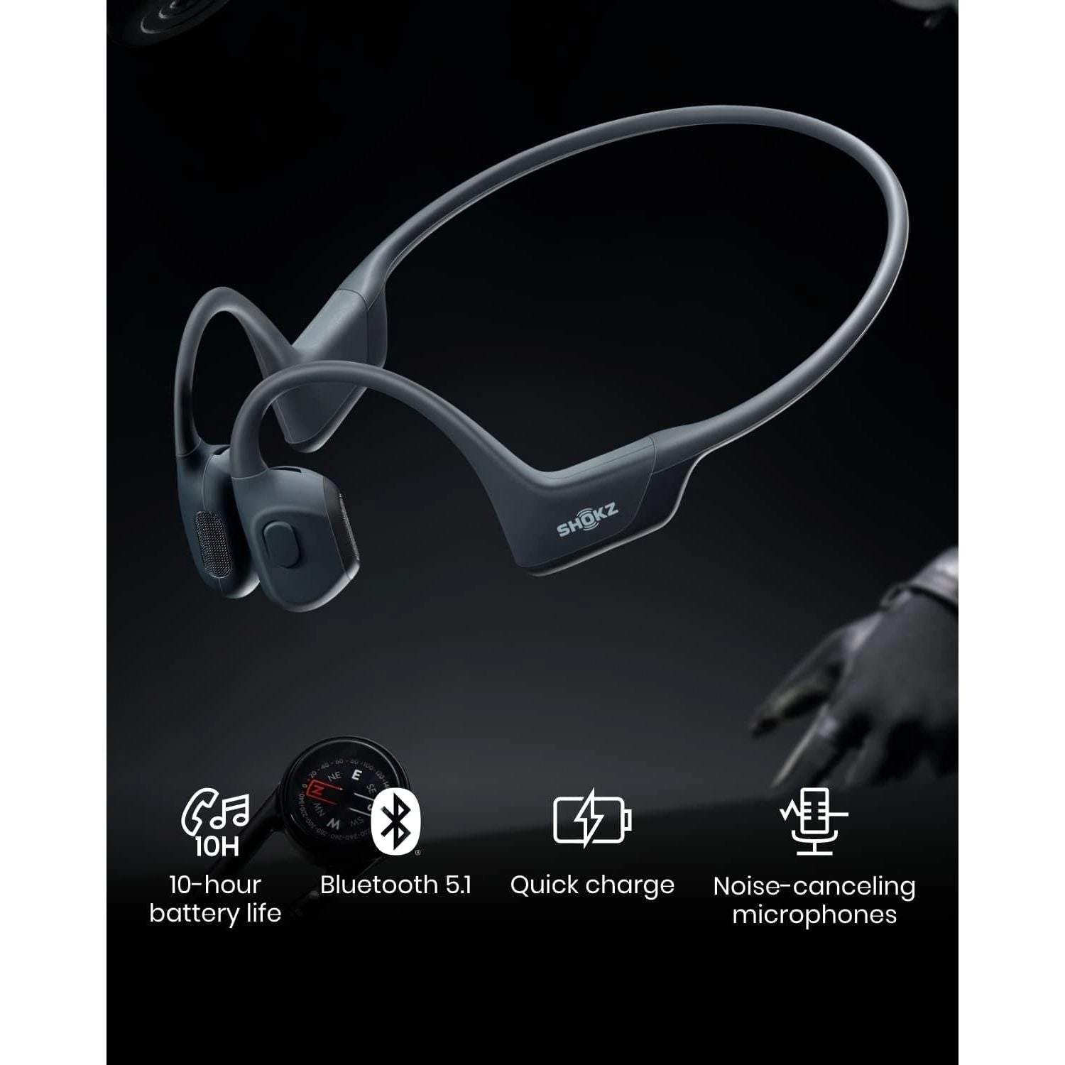 Shokz OpenRun Pro Bone Sound Headphones, Open Ear Sports Headphones with Microphone