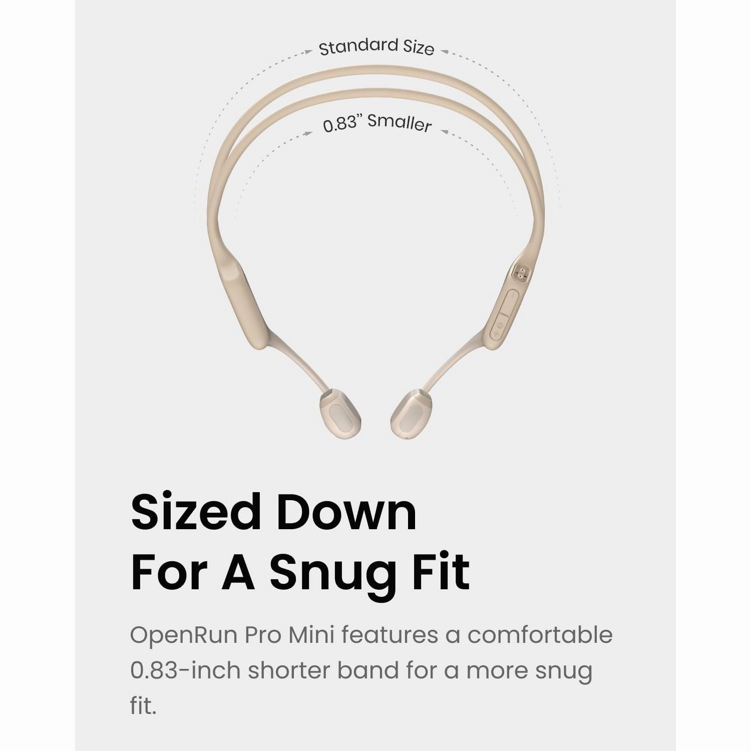 Shokz OpenRun Pro Mini Bone Conduction Headphones - Open-Ear Bluetooth, IP55 Waterproof, 10H Playtime, Beige